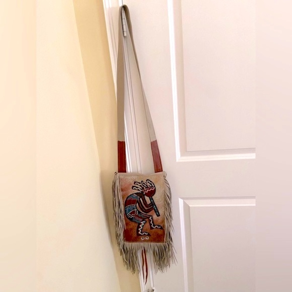 Leather Bag Native American Handcrafted 
Kokopelli Design New - Picture 4 of 11